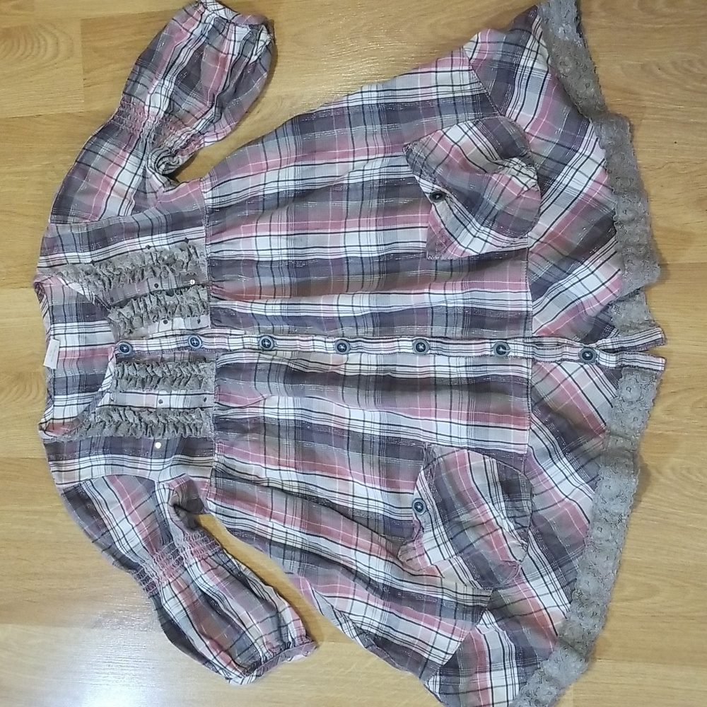 Next pink metallic button down blouse girls size 10 years